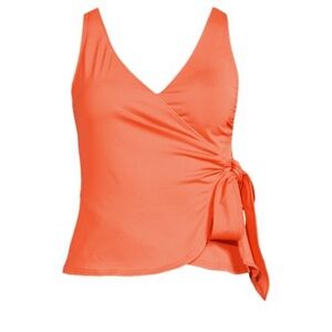 Lands' End Women's Papaya Swim Tankini side tie top